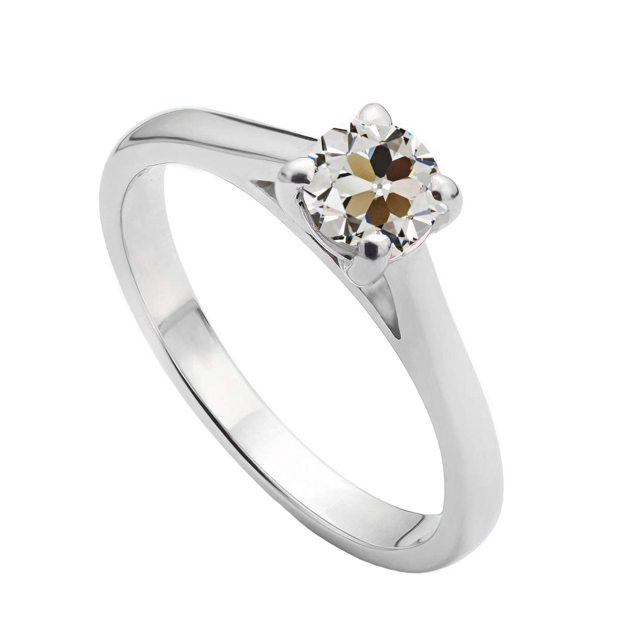 Old Mine Cut Edler Diamant Ring in 14K Weißgold – Hauptansicht