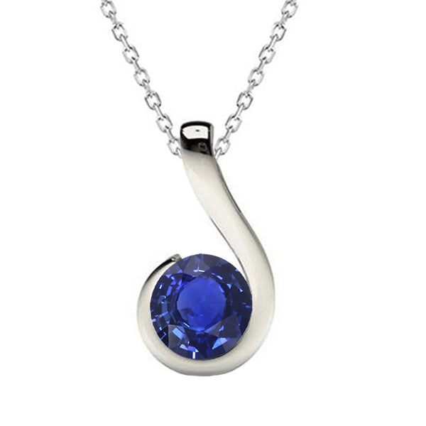 Brillantschliff Blauer Saphir Ring in 14 Karat Weißgold – Hauptansicht