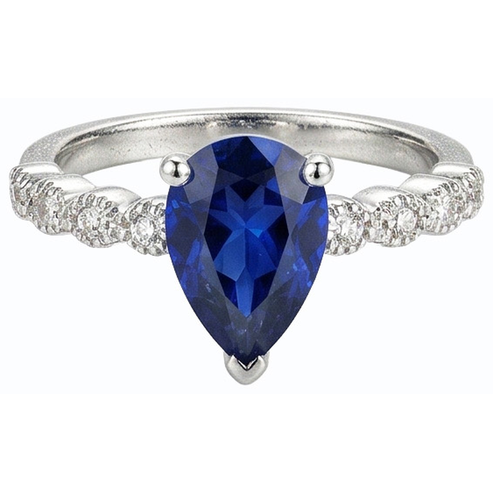Solitär-Ceylon-Saphirring & runde Natürlicher Diamant ( nicht im Labor gezüchtet )akzente 3,50 Karat