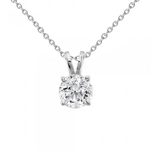 Solitär-Aus der Erde Abgebauter Natürlicher Diamant-Halsketten-Anhänger, 0,50 ct echter Weißgold-Schmuck
