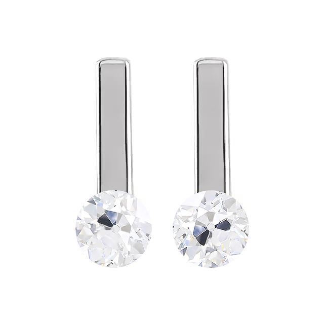 Solitär-Echt Diamant-Tropfen-Ohrringe Runder Altschliff 3 Ct
