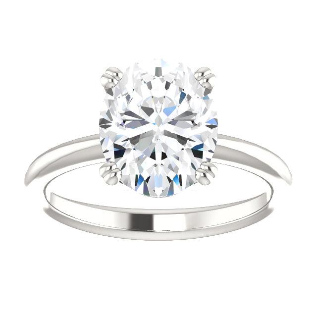 Solitär-Echt Diamant Verlobungsring 4 Karat Ovale Krappenfassung Weißgold 14K