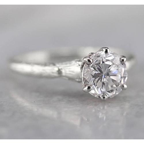 Solitär-Echt Diamantring 1 Karat Weißgold in Krappenfassung