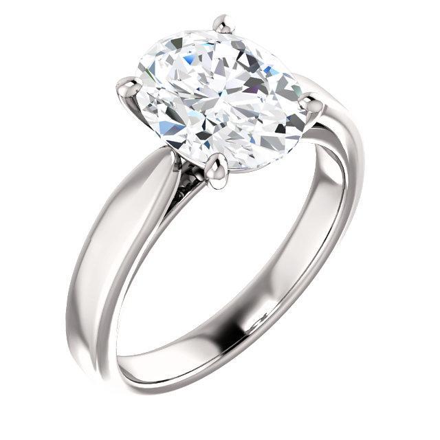 Solitär-Echt Diamantring Oval 3,50 Karat Gespaltener Schaft Kathedralenfassung
