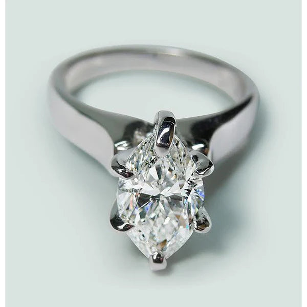 Solitär-Echt-Diamantring Weißgold 14K 2 Karat Marquise Cut