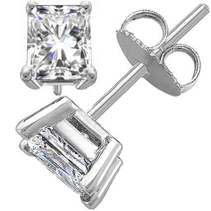 Solitaire Radiant Cut Diamant Ohrstecker 2 Karat Weißgold 14K - harrychadent.de