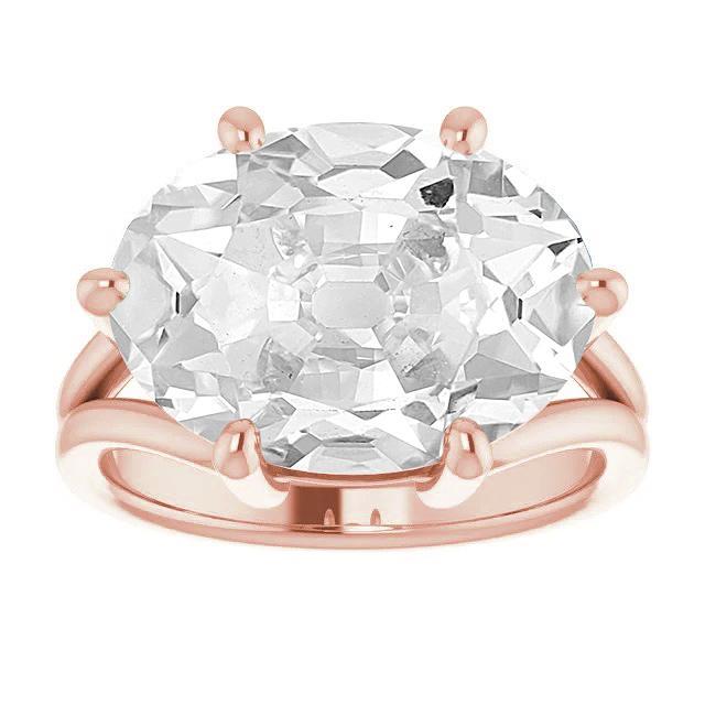 Solitär Ovaler Altschliff Echt Diamantring Split Shank Prong Set 8.50 Karat