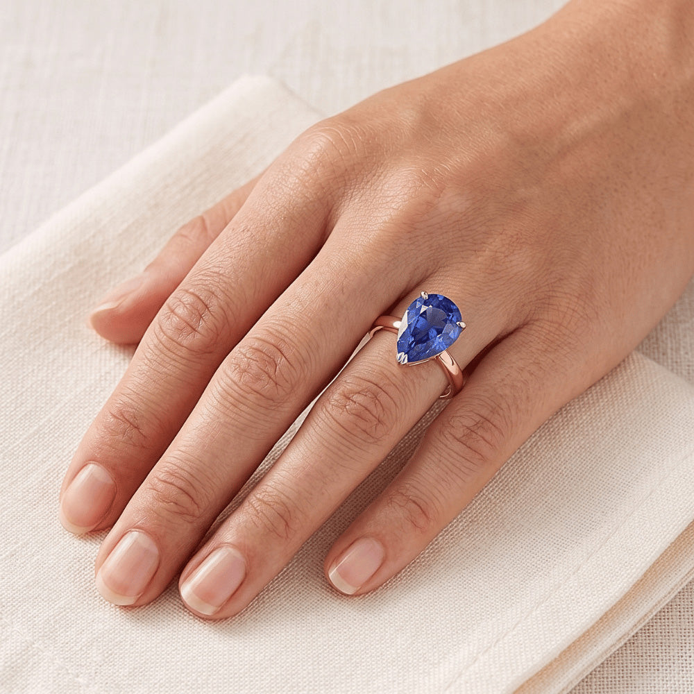 Solitär Ring Birne Sri Lanka Saphir 3 Karat