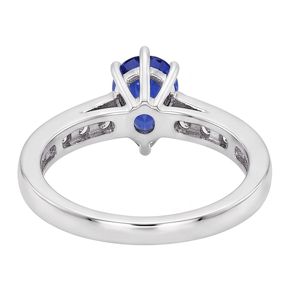 Solitär-Ring aus Ceylon-Saphir in Birnenform mit Akzenten 2,50 Karat