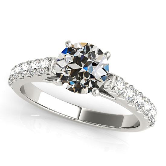 Solitär-Ring mit Akzenten alter Bergmann Echt Diamant-Zinken-Set 4 Karat