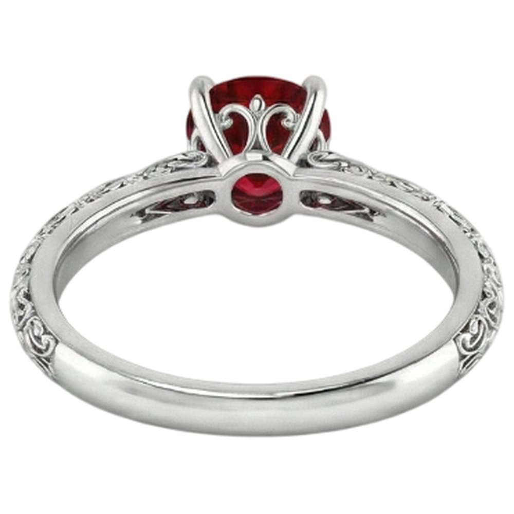 Solitär Rubin Antik-Stil Ring 1,50 Karat Weißgold 14K