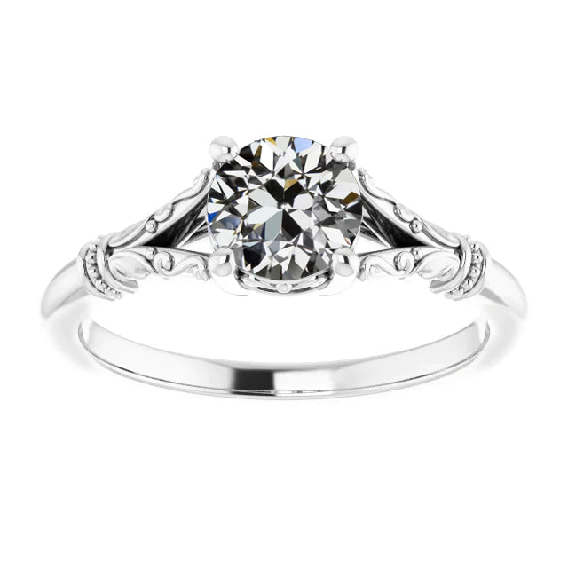 Solitär Runder Altschliff Echt Diamantring Vintage Style 1.50 Karat