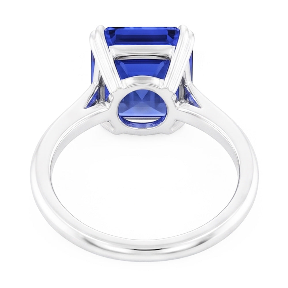 Solitär Saphir Ring Asscher Cut Double Prong Gold 14K 2,50 Karat