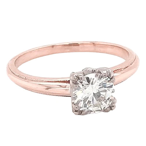 Solitär-Verlobungsring 1 Karat Echt Klaue Prong Milgrain Roségold 14K