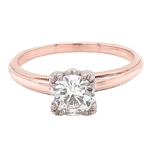 Solitär-Verlobungsring 1 Karat Echt Klaue Prong Milgrain Roségold 14K