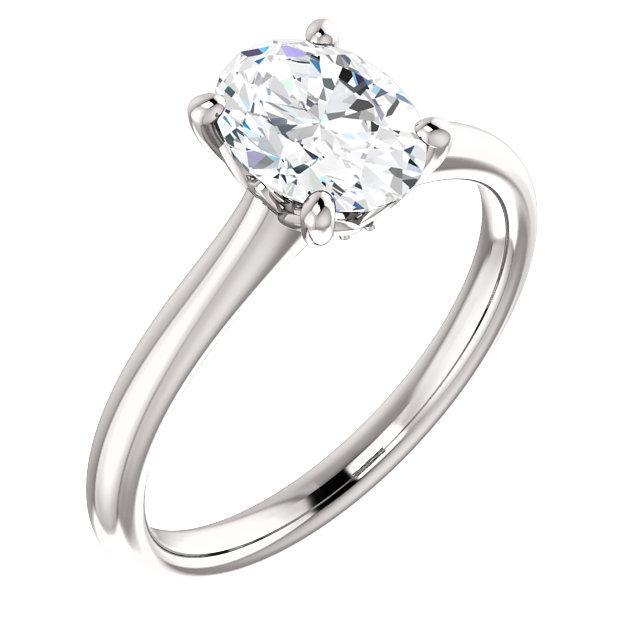 Solitär-Verlobungsring Echt Diamant 3 Karat Oval 4 Krappenfassung Weißgold 14K