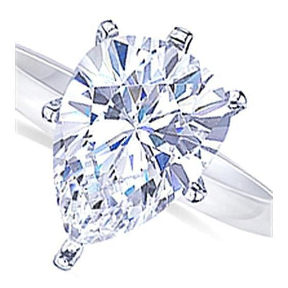 Solitär-Verlobungsring mit 2.50 Karat Echt Aus der Erde Abgebauter Natürlicher Diamant im Birnenschliff 14K