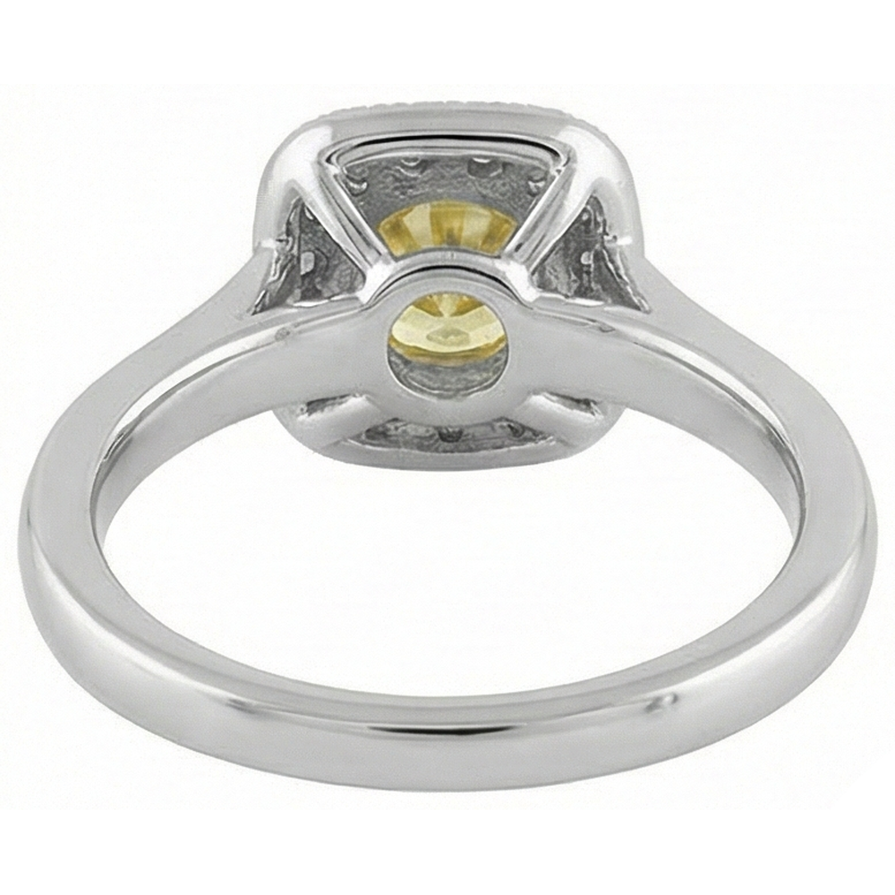 Solitär mit Akzent 3,5 Kt Gelber Saphir und Aus der Erde Abgebauter Natürlicher Diamanten Ring