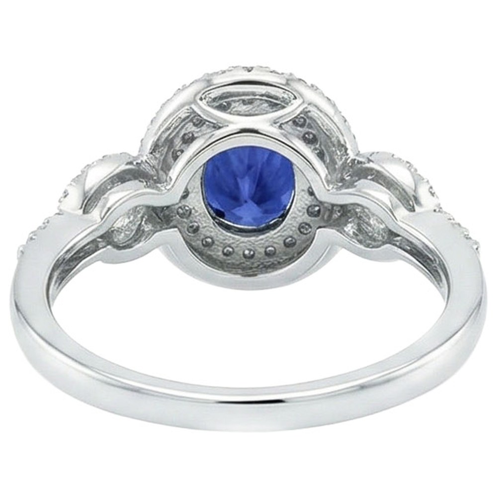 Solitär mit Akzenten Saphir-Aus der Erde Abgebauter Natürlicher Diamant-Ring 3,25 Karat WG 14K
