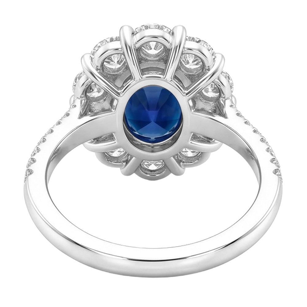 Solitär mit Akzenten Sri Lanka Saphirdiamanten 4.75 ct. Ring WG 14K