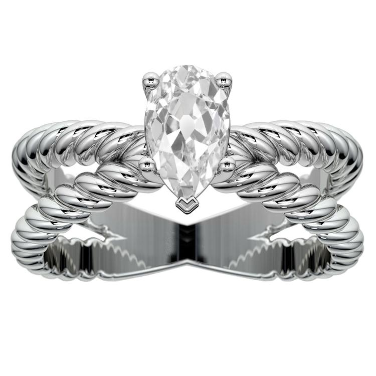 Solitärring Old Cut Echt Birnendiamant Split Shank 2,25 Karat Rope Style