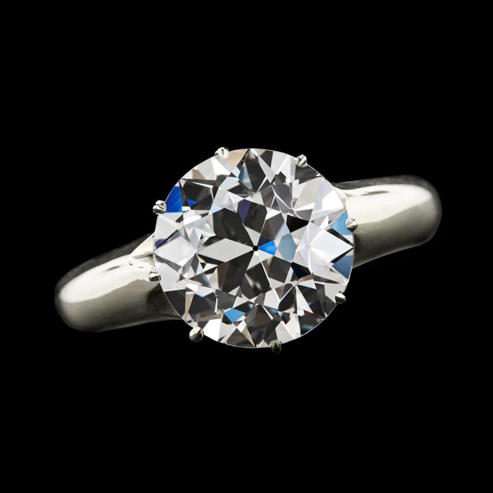 Solitärring Rund alter Bergmann Echt Diamant Weißgold 4,25 Karat