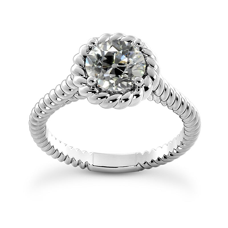 Solitärring alter Bergmann Echt Diamant-Zinken-Set Rope Style 2 Karat