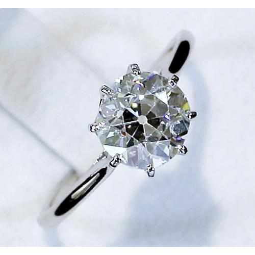 Diamant-Solitärring Old Mine Cut 2 Karat Klassisches Weißgold 14K - harrychadent.de