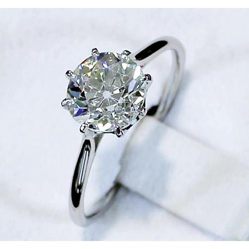 Diamant-Solitärring Old Mine Cut 2 Karat Klassisches Weißgold 14K - harrychadent.de