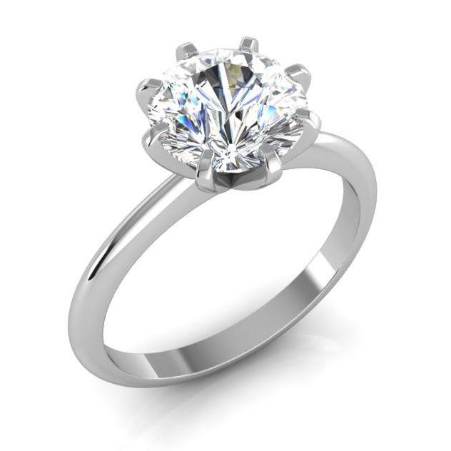 Diamant-Solitärring Old Mine Cut 2 Karat Klassisches Weißgold 14K - harrychadent.de