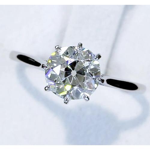 Diamant-Solitärring Old Mine Cut 2 Karat Klassisches Weißgold 14K - harrychadent.de