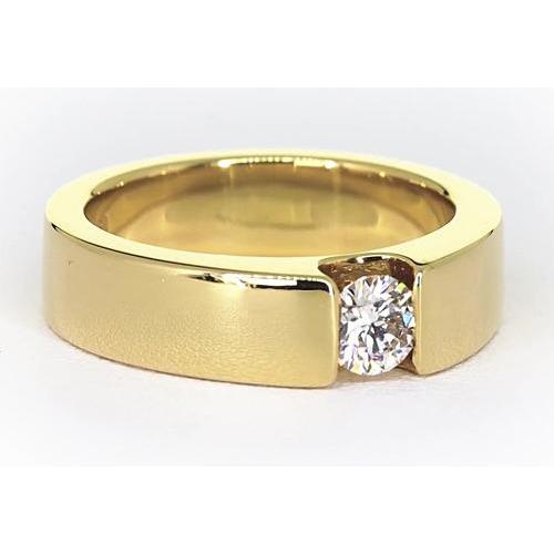 Tension Set Band Gelbgold 14K Runder Diamant 1 Karat Herrenring - harrychadent.de