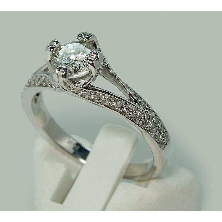 Split Shank Echt Diamant Solitaire mit Akzenten Verlobungsring 1,65 Karat