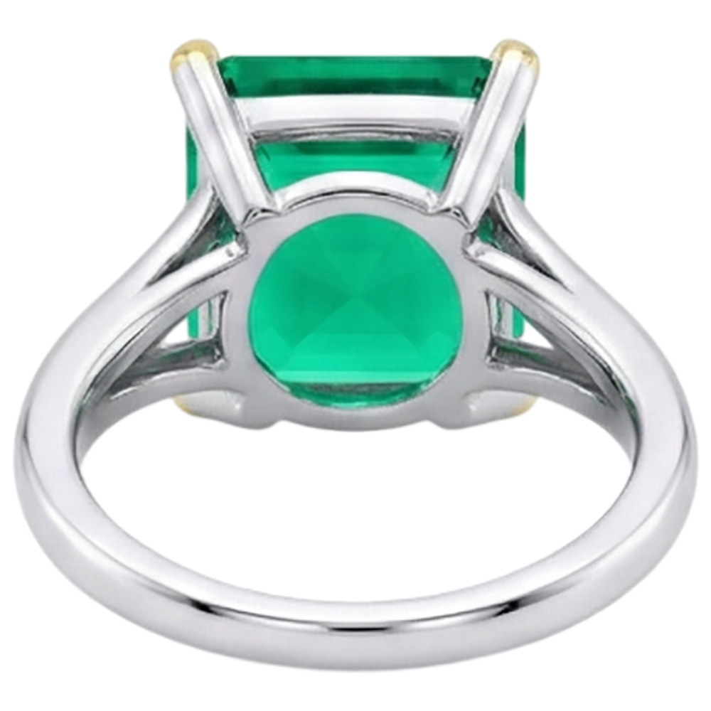Handgemachter Smaragd Schmuckstein-Ring 5 Karat – Rückansicht