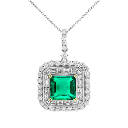 Kolumbianischer Smaragd Edelstein-Anhänger 3-Karat Bicolor 14K Gold – Hauptansicht