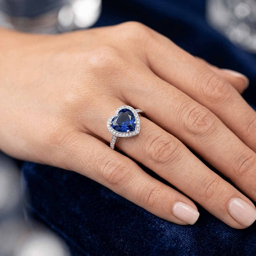 Sri Lanka Blauer Saphir Aus der Erde Abgebauter Natürlicher Diamantring Weißgold 4.5 Ct