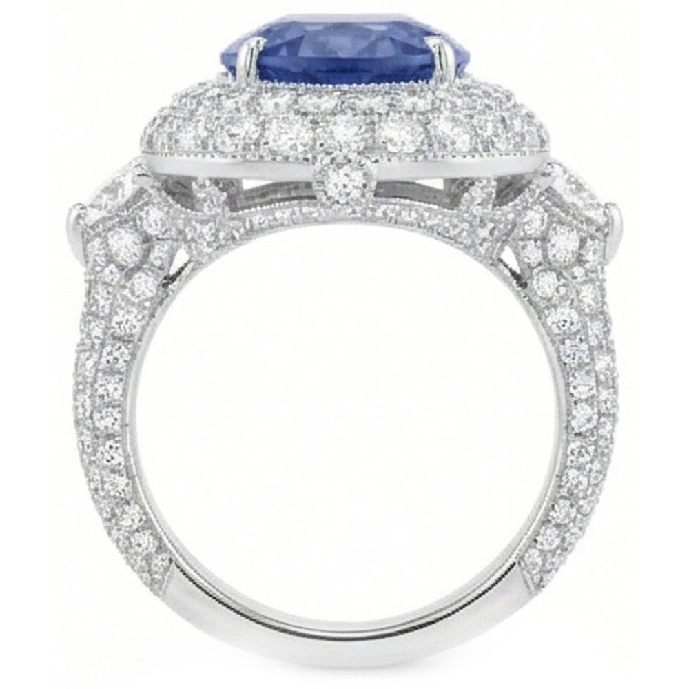 Sri Lanka Saphir Aus der Erde Abgebauter Natürlicher Diamanten 6 Karat Hochzeitstag Ring