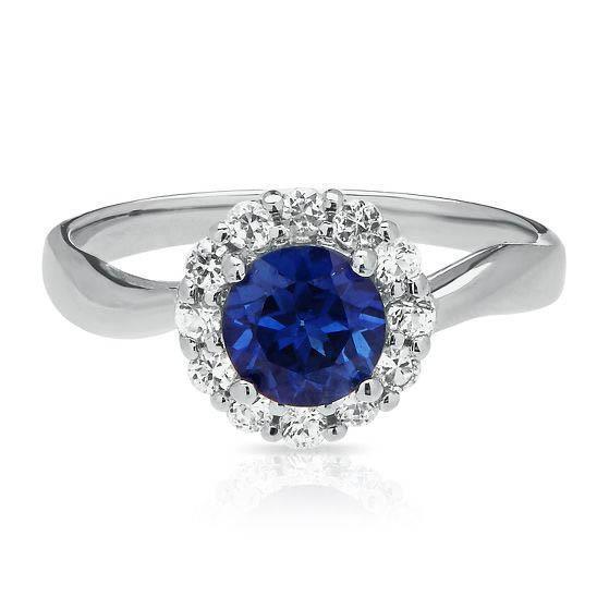 Sri Lanka Saphir-Aus der Erde Abgebauter Natürlicher Diamant-Ring Weißgold 14K 2.5 ct.