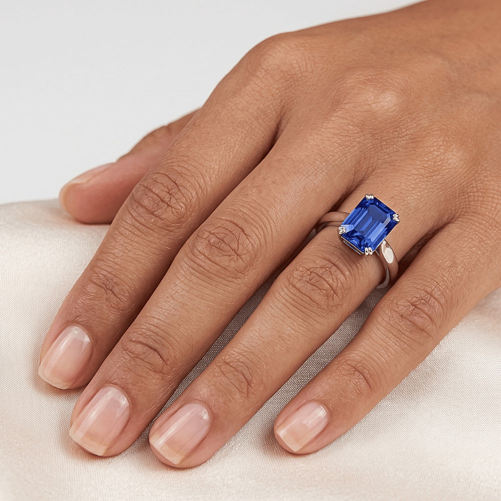 Srilanka Saphir Solitär Smaragd Jubiläumsring 2,50 Karat