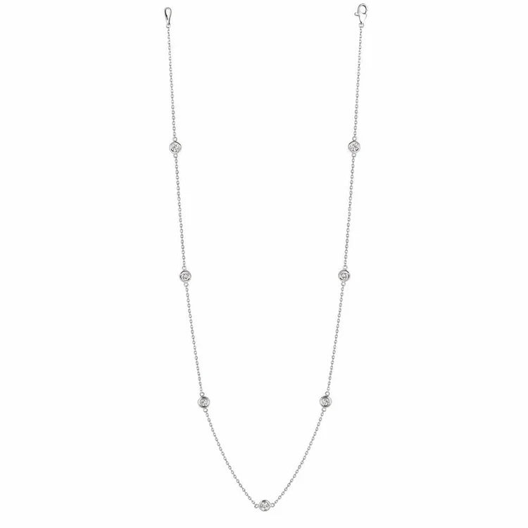 Station Echt Diamant Halskette 4 Karat Weißgold 14K