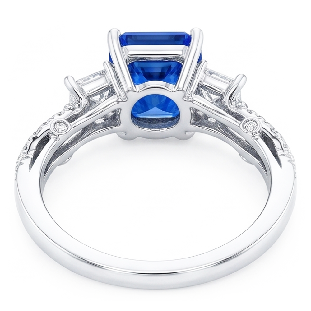 Strahlender Saphir Edelstein Ring 3 Steine Twisted Style 3,50 Karat