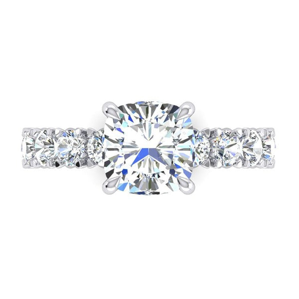 Süßer Moderner Verlobungsring 5 Karat Weiß Gold Echt Kissen Schliff Diamant