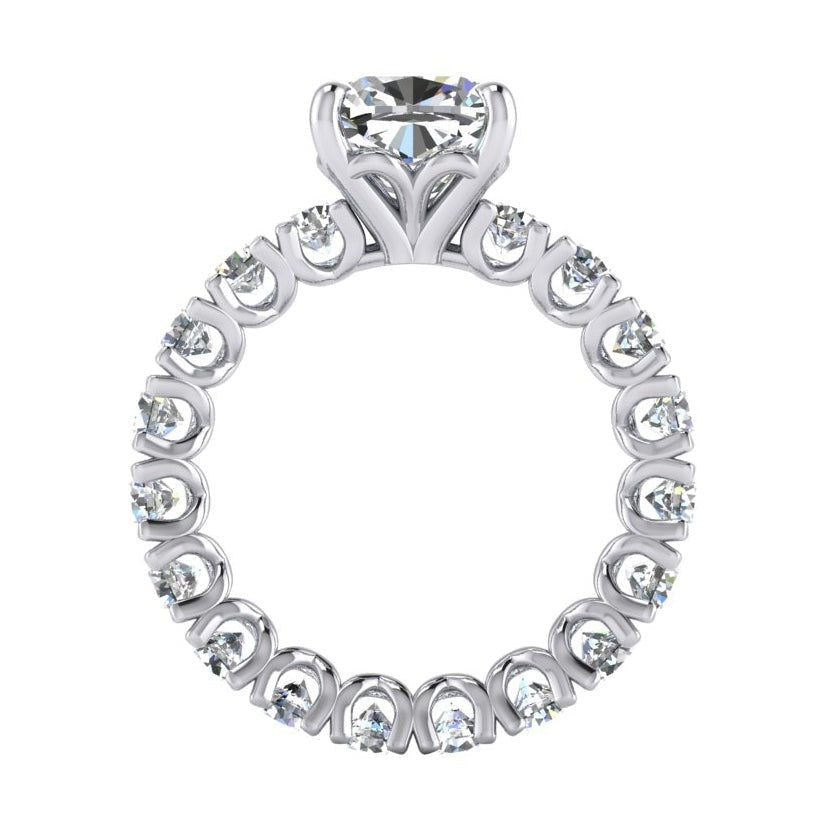 Süßer Moderner Verlobungsring 5 Karat Weiß Gold Echt Kissen Schliff Diamant