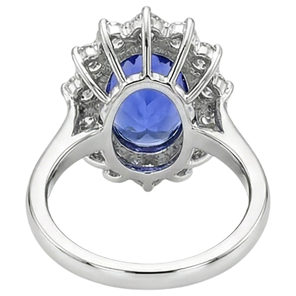 Tansanit Aus der Erde Abgebauter Natürlicher Diamant Ring Blumenstil Lady Goldschmuck 2 Karat