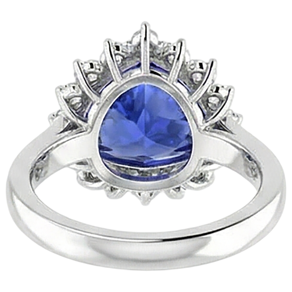 Tansanit & Runde Aus der Erde Abgebauter Natürlicher Diamanten 4.60 Karat Ring Weißgold 14K