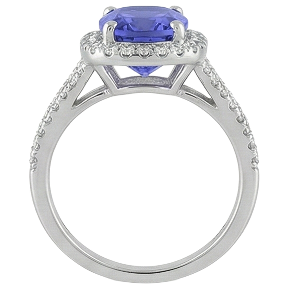 Tansanit und Aus der Erde Abgebauter Natürlicher Diamant 4,85 Karat Jubiläumsring