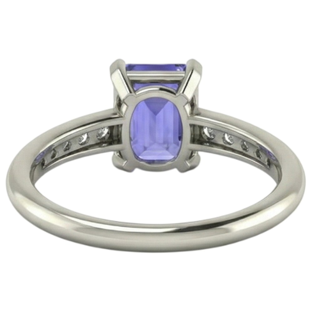 Tansanit und Aus der Erde Abgebauter Natürlicher Diamanten 3.85 Karat Ring Weißgold 14K Krappenset