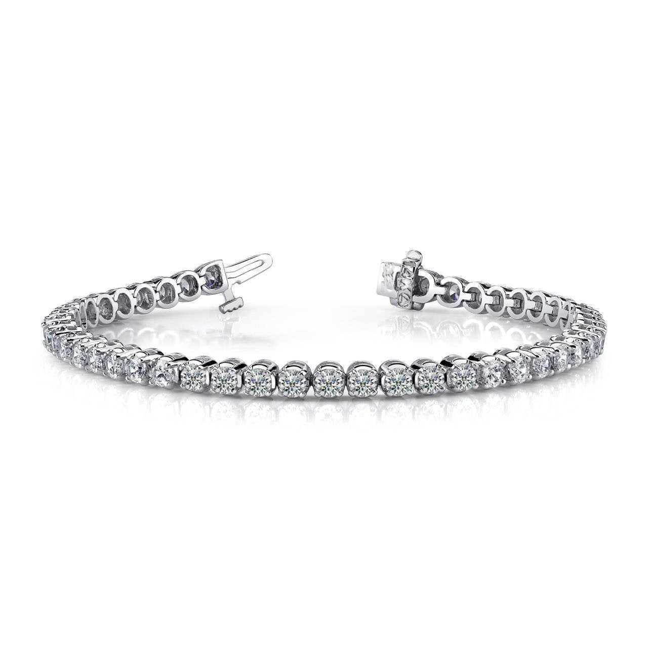 Tennisarmband Rundschliff Echt Diamanten Weißgold 14K 8.10 Karat