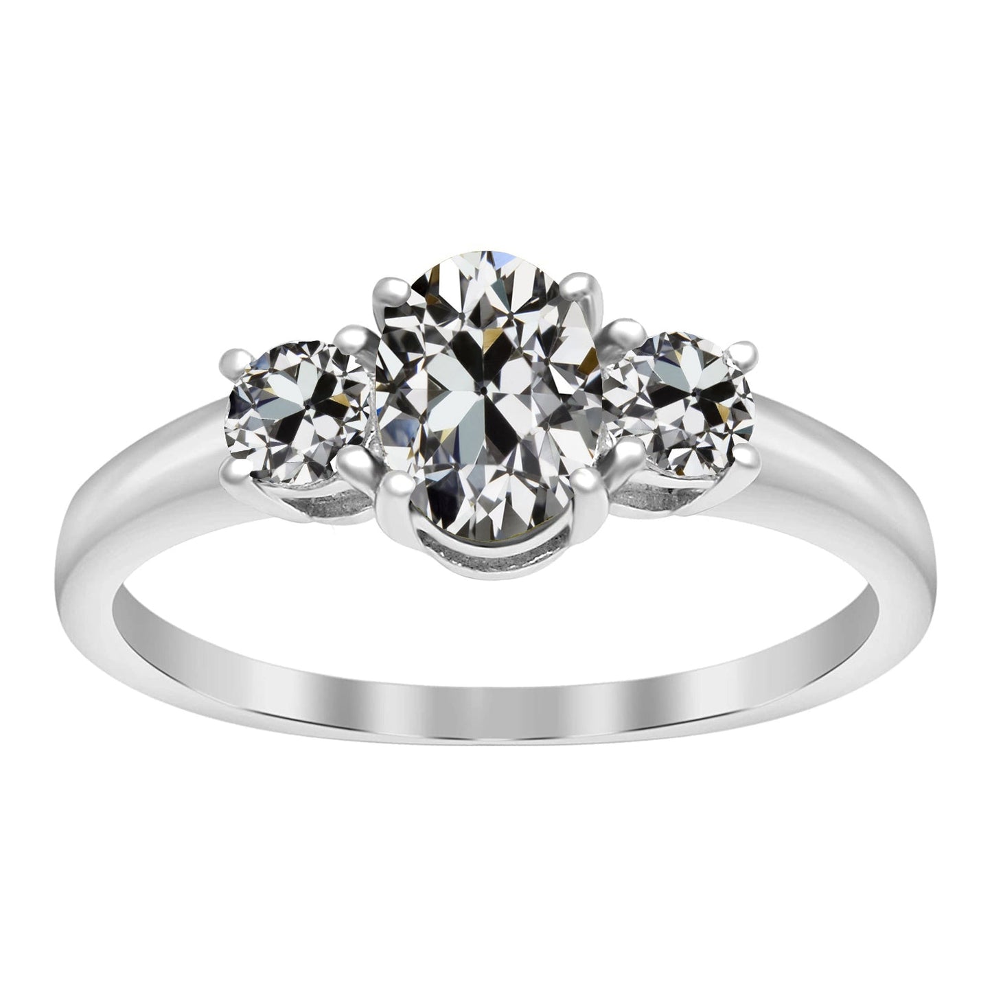 Stilvoller Edler Diamant Dreisteinring 3 Karat – Hauptansicht