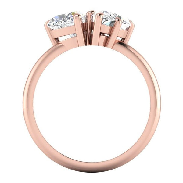 Toi Et Moi Echt Diamant Ring 2 Karat Rosé Gold Herz & Birnen Schliff